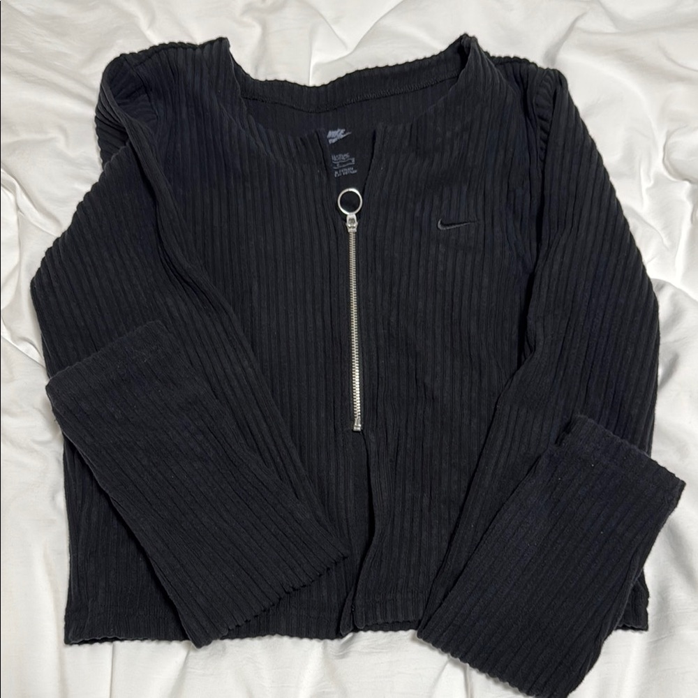 Nike Black Ribbed Zip-Up Jacket - Picture 2 of 5